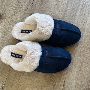 Nautica Dark Blue Slippers with Soft Cream Lining